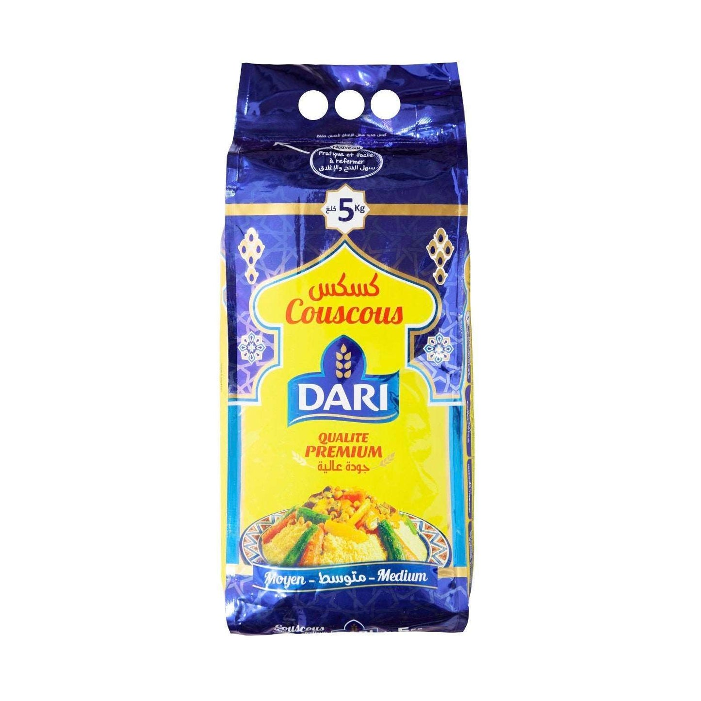 Couscous Dari moyen 5kg en paquet.