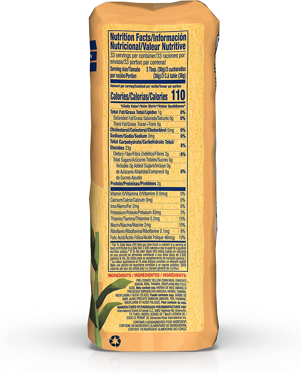 PAN FARINE DE MAIS JAUNE SANS GLUTEN 1KG