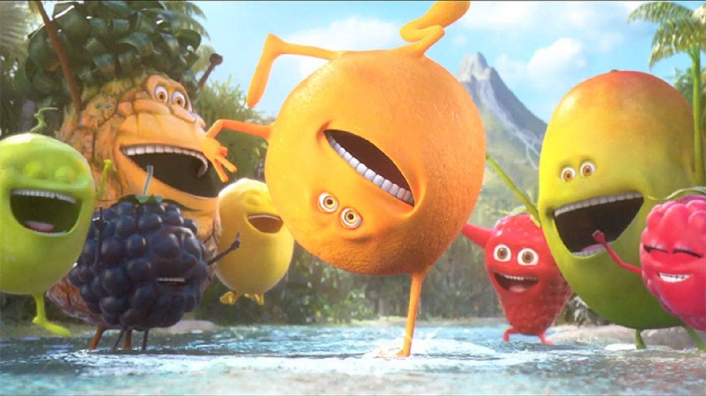 a group of stuffed animals on a beach