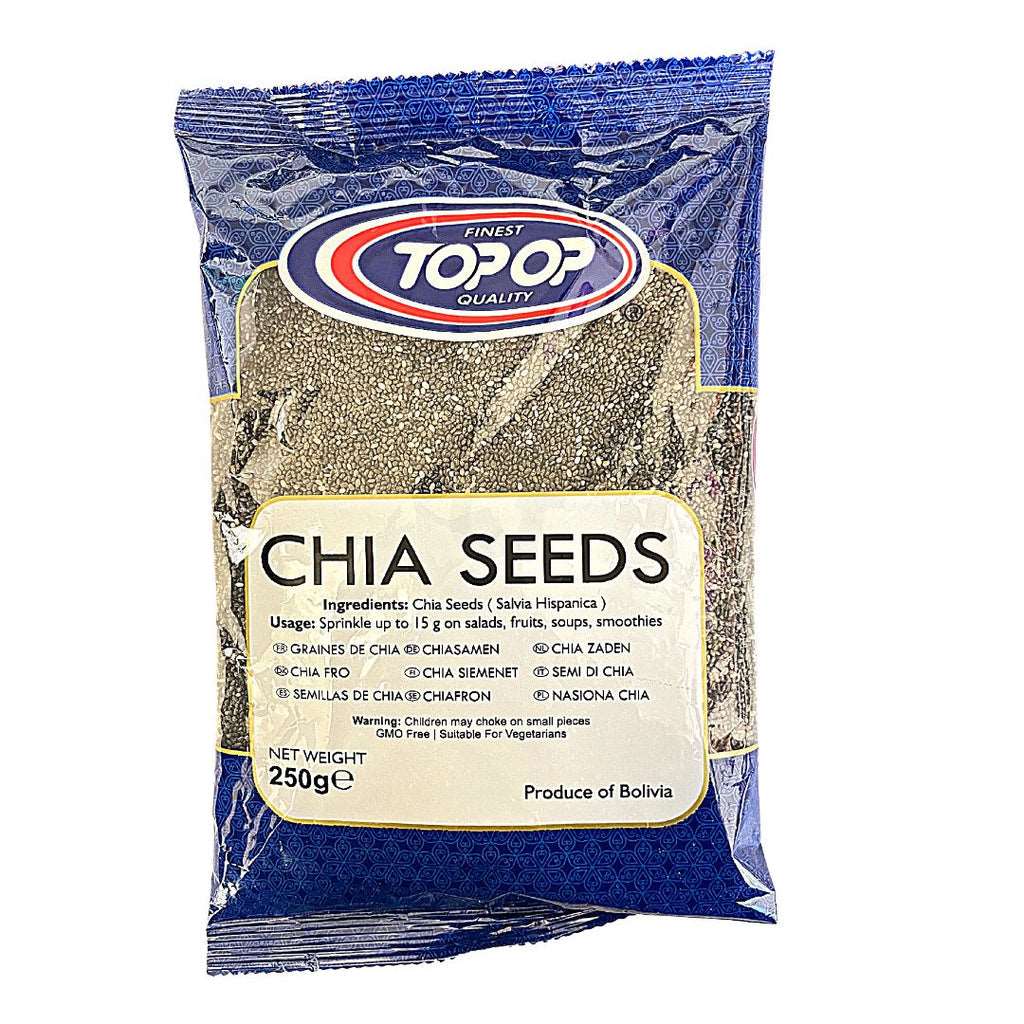 Graines de chia nutritives TOPUP 250G, riches en fibres, protéines et oméga-3, parfaites pour smoothies, yaourts et salades. Livraison rapide.