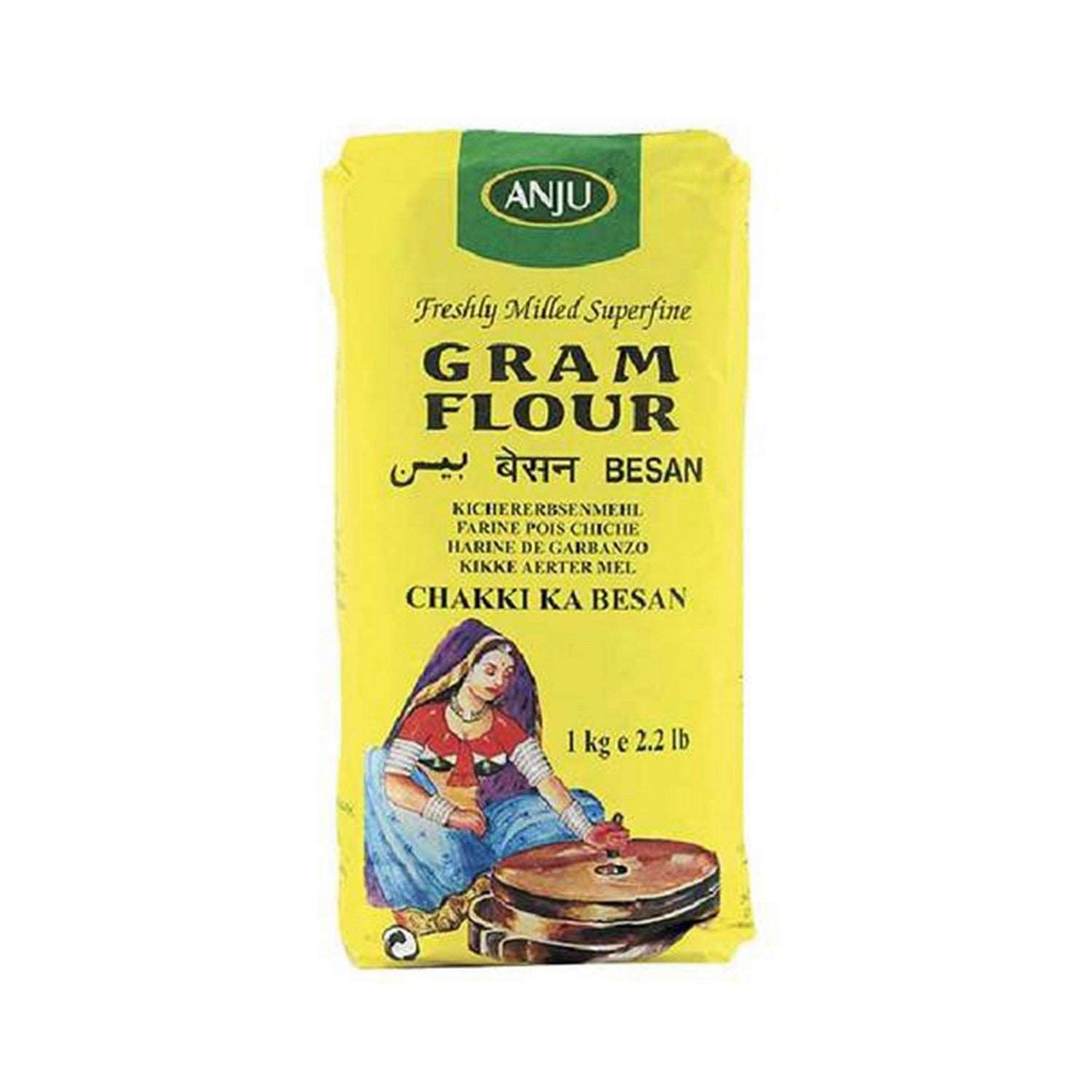 Farine de pois chiche ANJU 1 KG sans gluten riche en protéines pour recettes équilibrées galettes houmous falafels pâtisseries faciles et savoureuses.