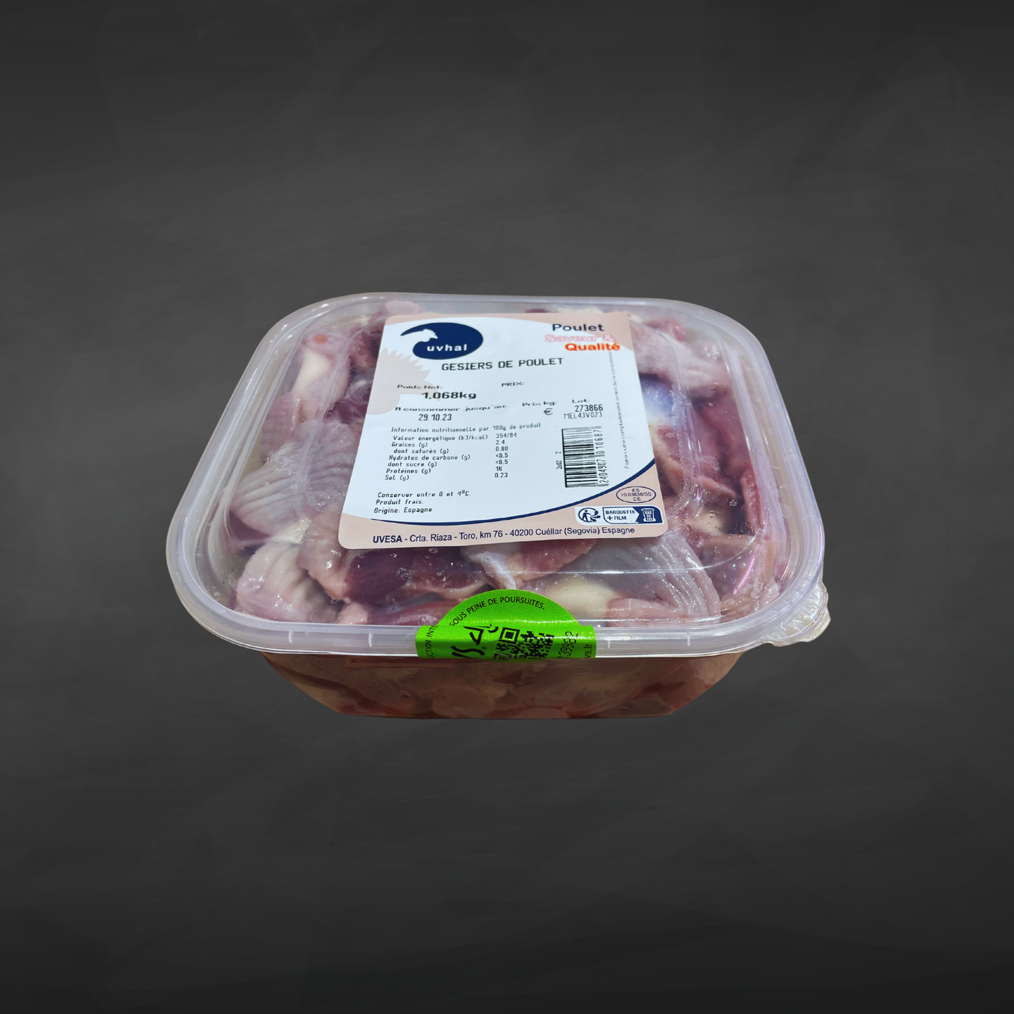 gesier DE POULET BARQUETTE Halal AVS 1KG-1.1KG
