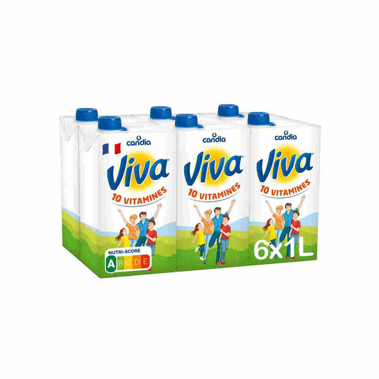 Lait VIVA pack de 6 x 1L pour petit-déjeuner
