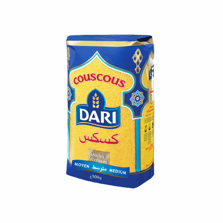 Couscous Moyen Dari, 1kg, emballage.