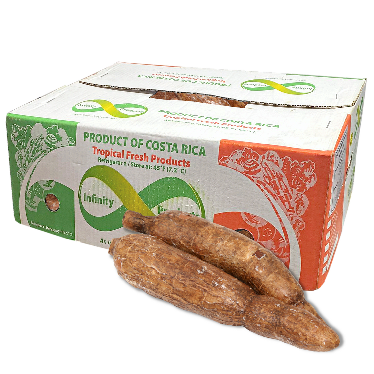 Manioc tubercules 20kg carton - lots
