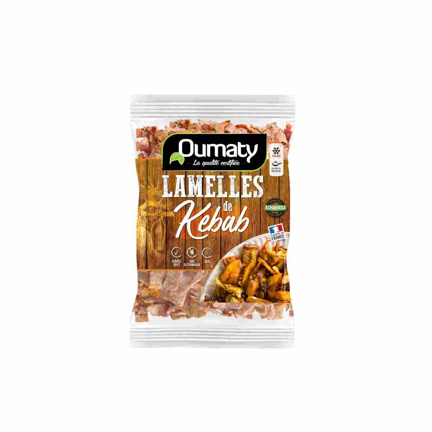 Lamelles kebab Achahada 1kg surgelées.