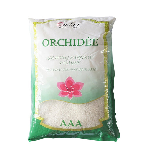 Riz long jasmin 18kg, ornement orchidée.