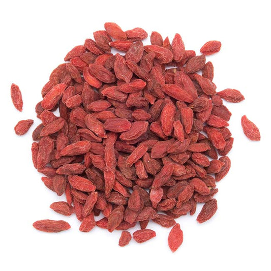 BAIES DE GOJI - SUPERFRUIT AUX MULTIPLES BIENFAITS  Les baies de goji sont de petits trésors nutritionnels, reconnus pour leurs nombreux bienfaits pour la santé.  Caractéristiques :  Emballage : Sachet de 250g Origine : Tibet ou Himalaya Riche en antioxydants Source de vitamines (notamment C) et de minéraux Favorise le bien-être et l'énergie