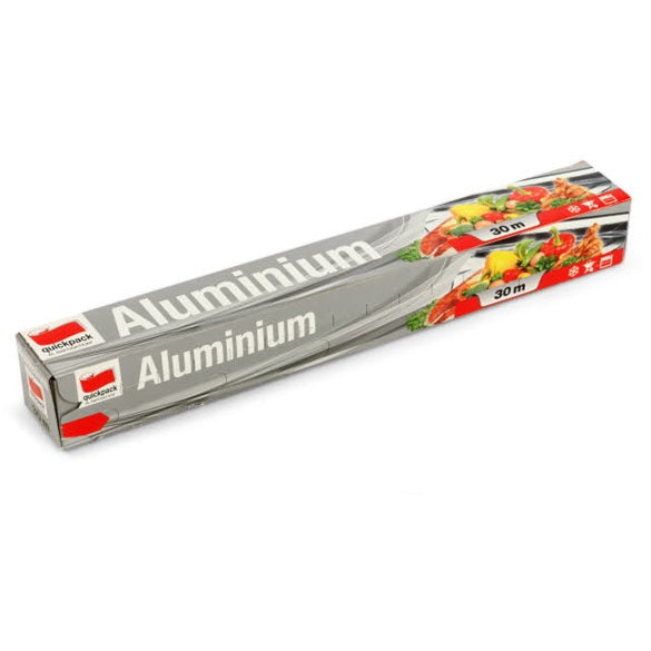 Rouleau d'aluminium 20 mètres pour emballage aliments, cuisson, grillade et conservation des produits frais, largeur 30 cm, résistant chaleur et déchirures