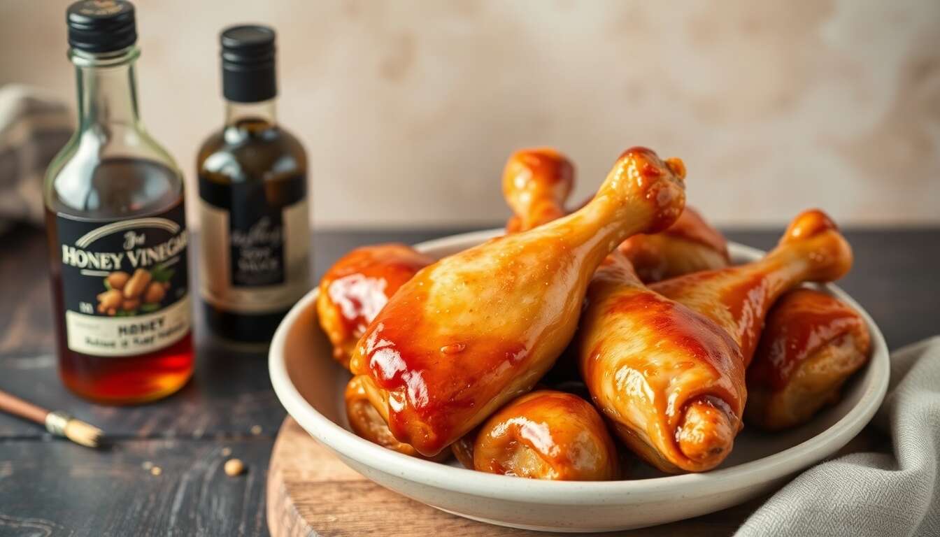 Pilons de poulet caramelises au miel