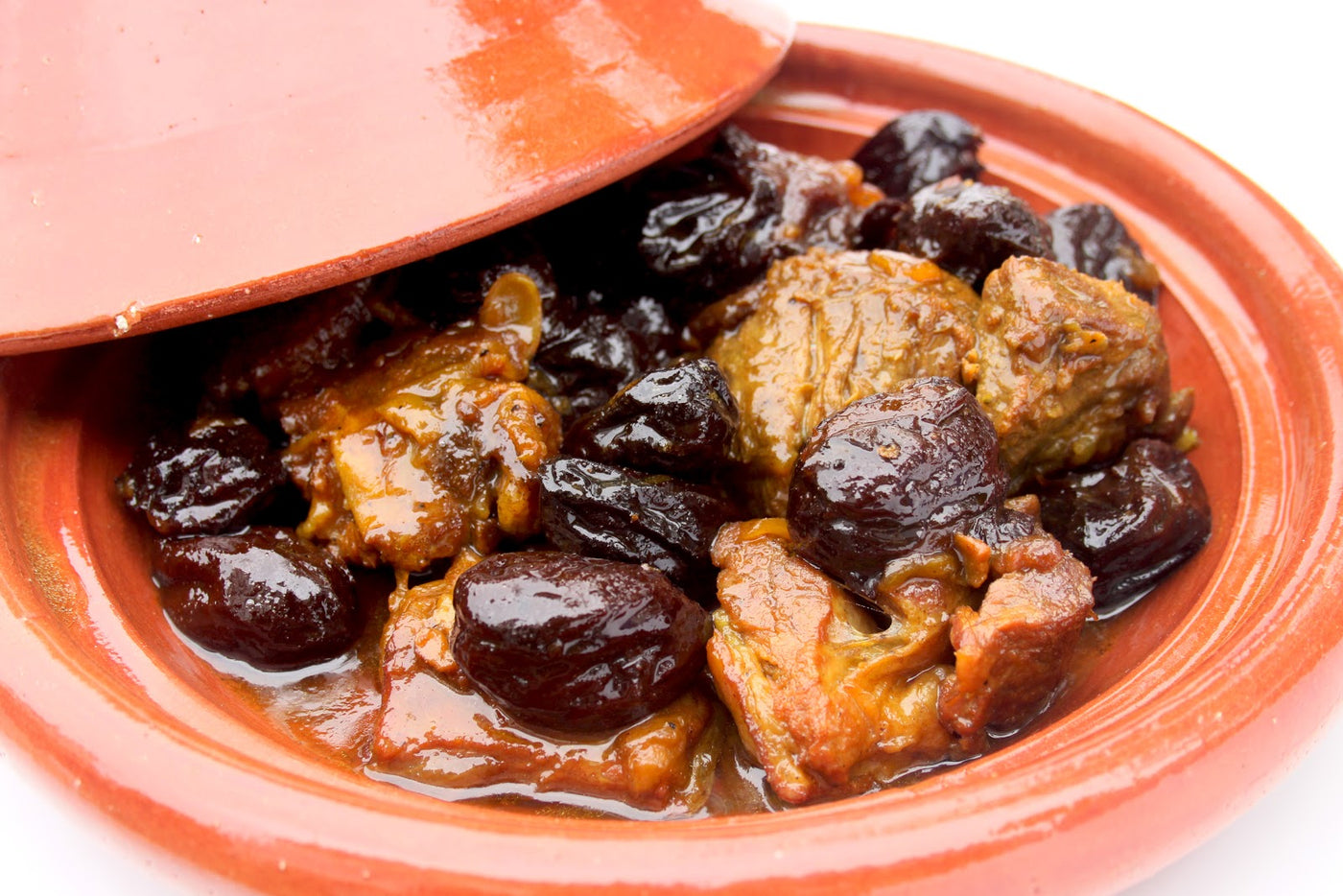 tajine d'agneau à la marocaine, aux pruneaux d'agen, halal certifié avs,