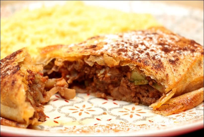 Pastilla au boeuf hache croustillante