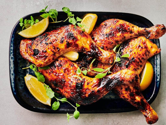 Cuisses de poulet au four, marinade citron et ail