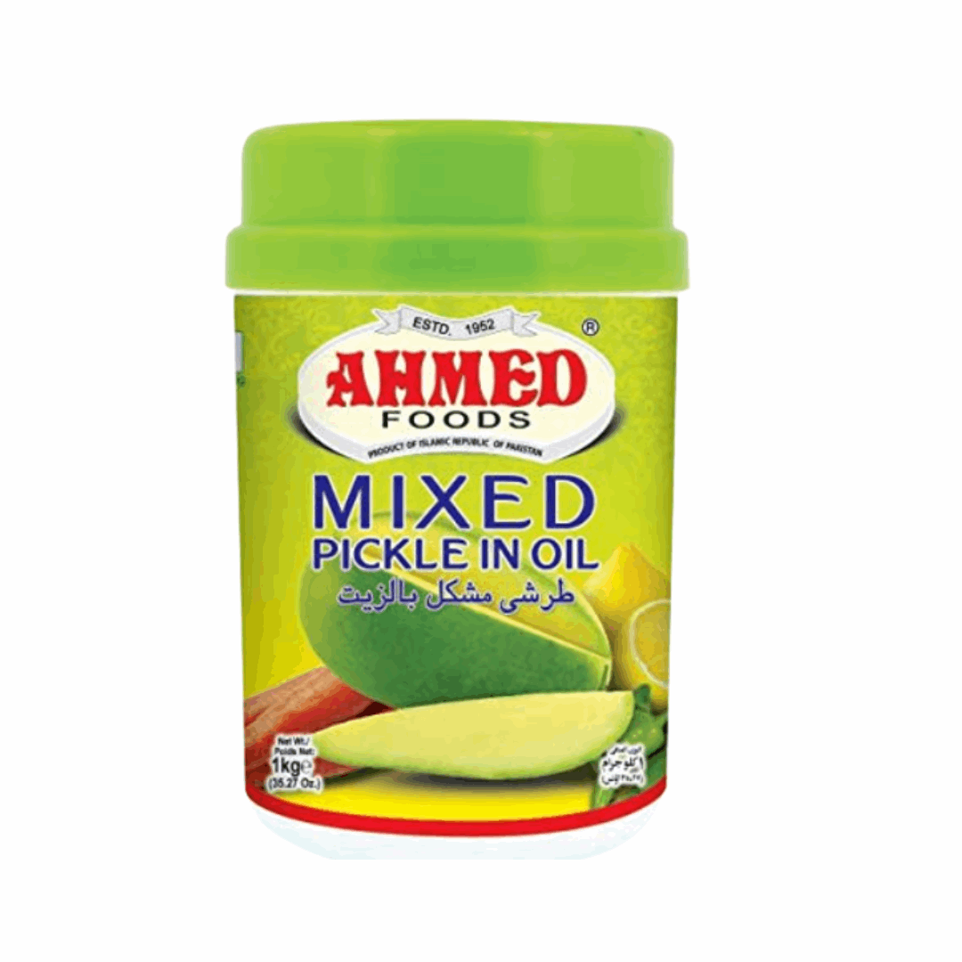 Image d'un pot de condiments AHMED Mango Pickle 1KG épicé et exotique.