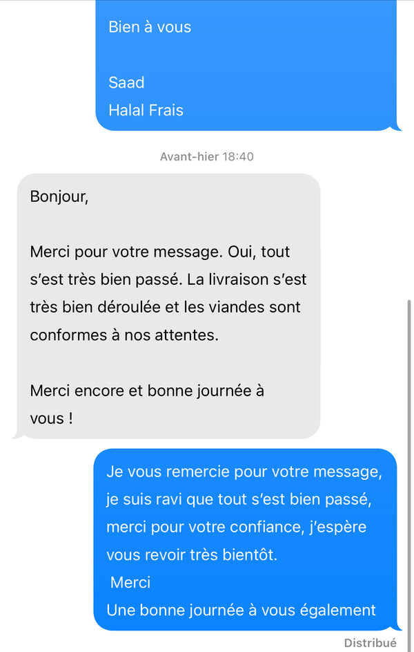 Avis client Halal Frais