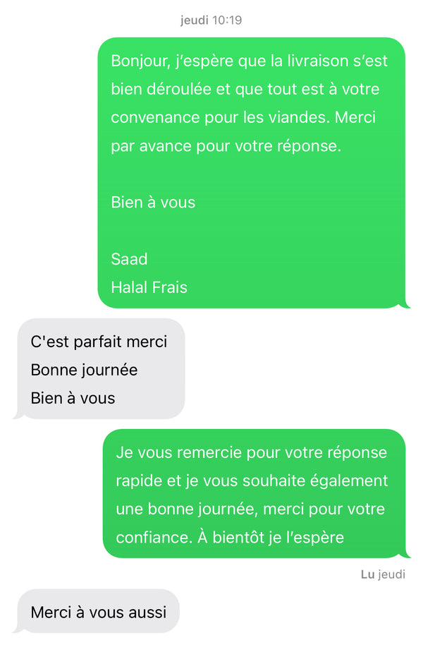 Avis client Halal Frais