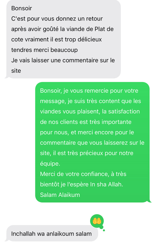 Avis client Halal Frais