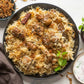 a close up of a plate of food on a table 