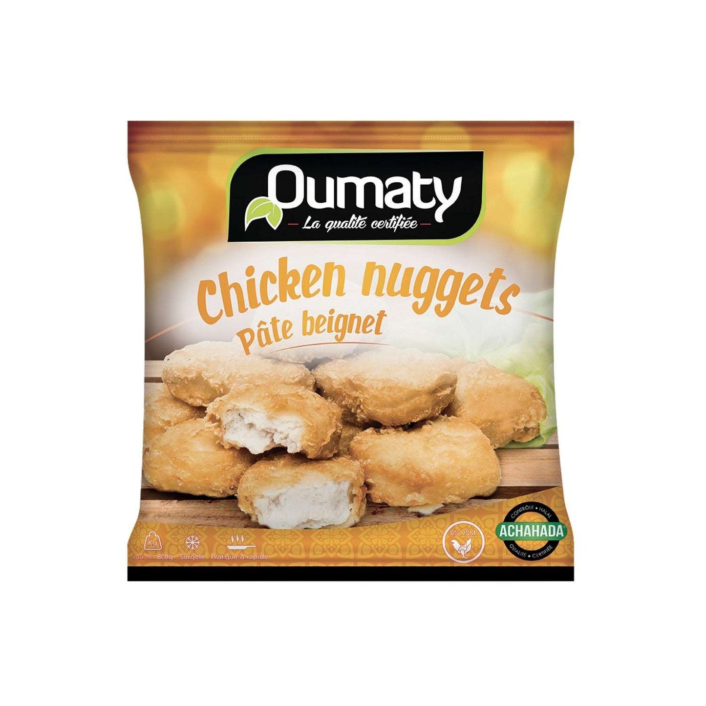 Nuggets de poulet surgelés Halal 800g, collation rapide, délicieux et pratiques, parfaits pour toute la famille, viandes surgelées