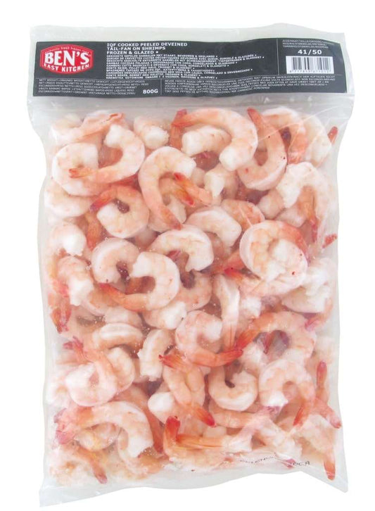 Crevettes décortiquées 800g, crustacés frais.