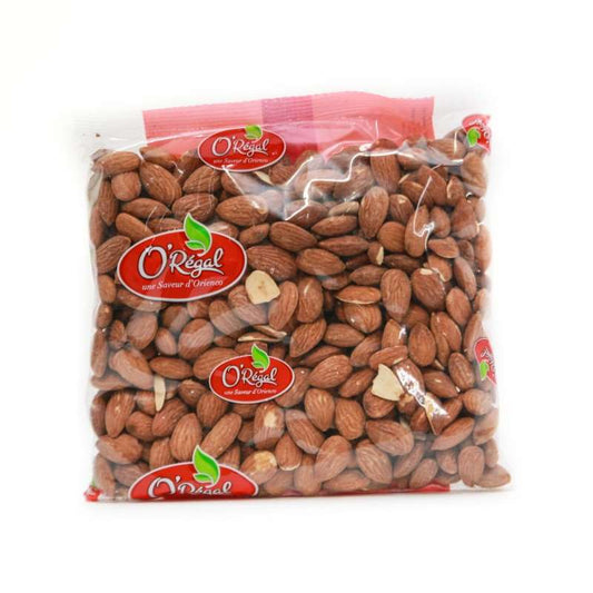 Amandes décortiquées extra grillées et salées 400g, collation saine riche en protéines et saveur, fruits secs croquants idéaux pour salades et encas.