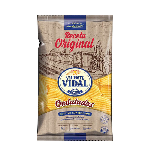 Chips ondulées Vidal 150g croquantes et savoureuses, parfaites pour apéritifs et pauses repas. Texture unique et goût incomparable.