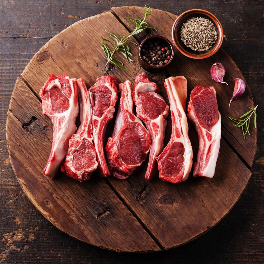 Côtes d'agneau HALAL AVS fraîches 1kg prêtes pour grillades, livraison rapide chronofresh