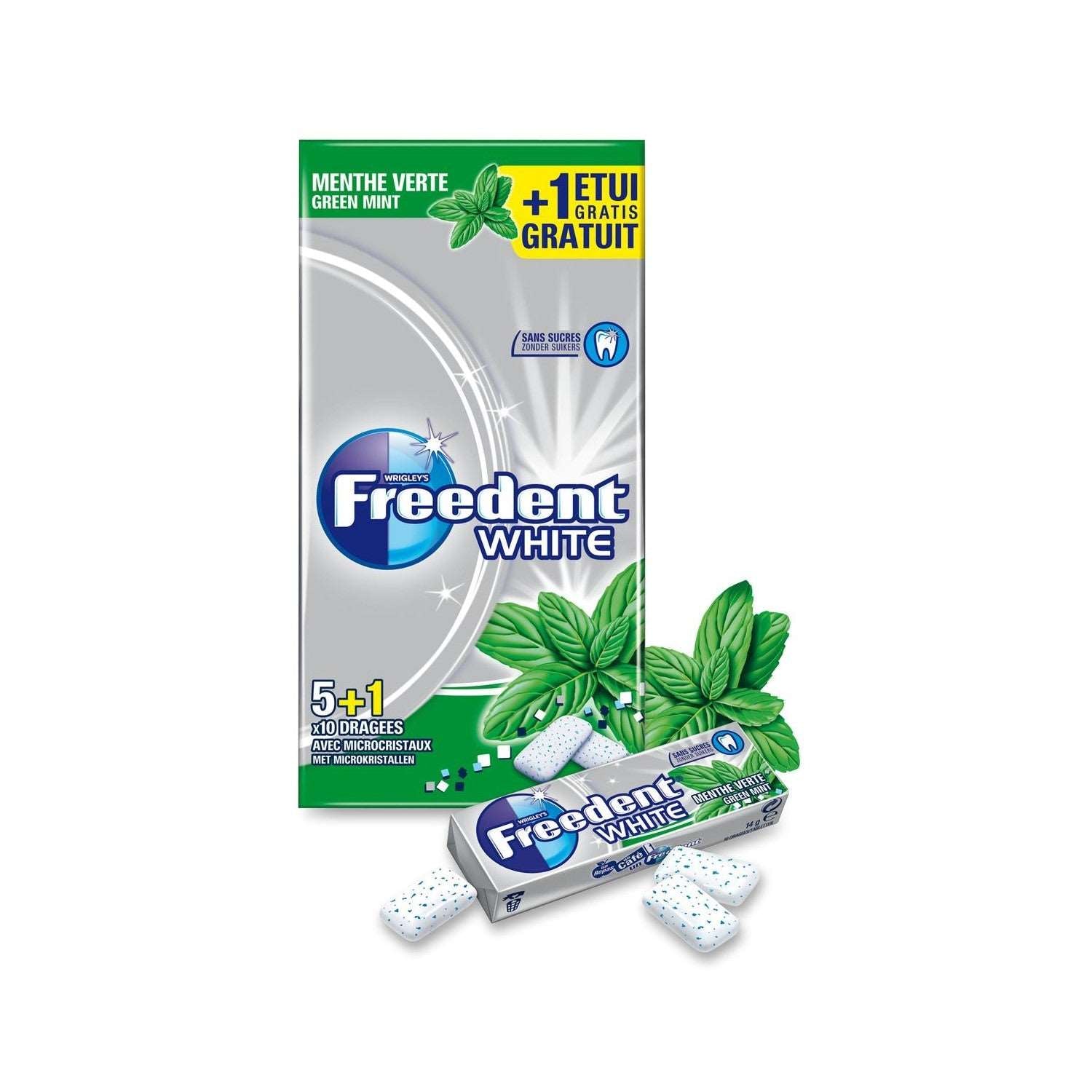 Chewing-gum FREEDENT White menthe verte 5+1