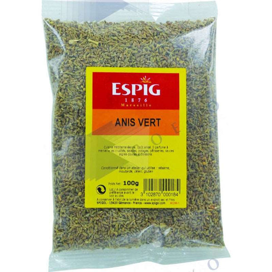 ANIS VERT ENTIER 100G ESPIG, épice authentique, vertus digestives, sublimer plats, fraîcheur garantie, livraison rapide, cuisine raffinée