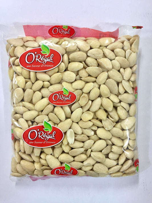 Amandes décortiquées blanchies 1KG, produits frais pour encas et recettes, livraison rapide.