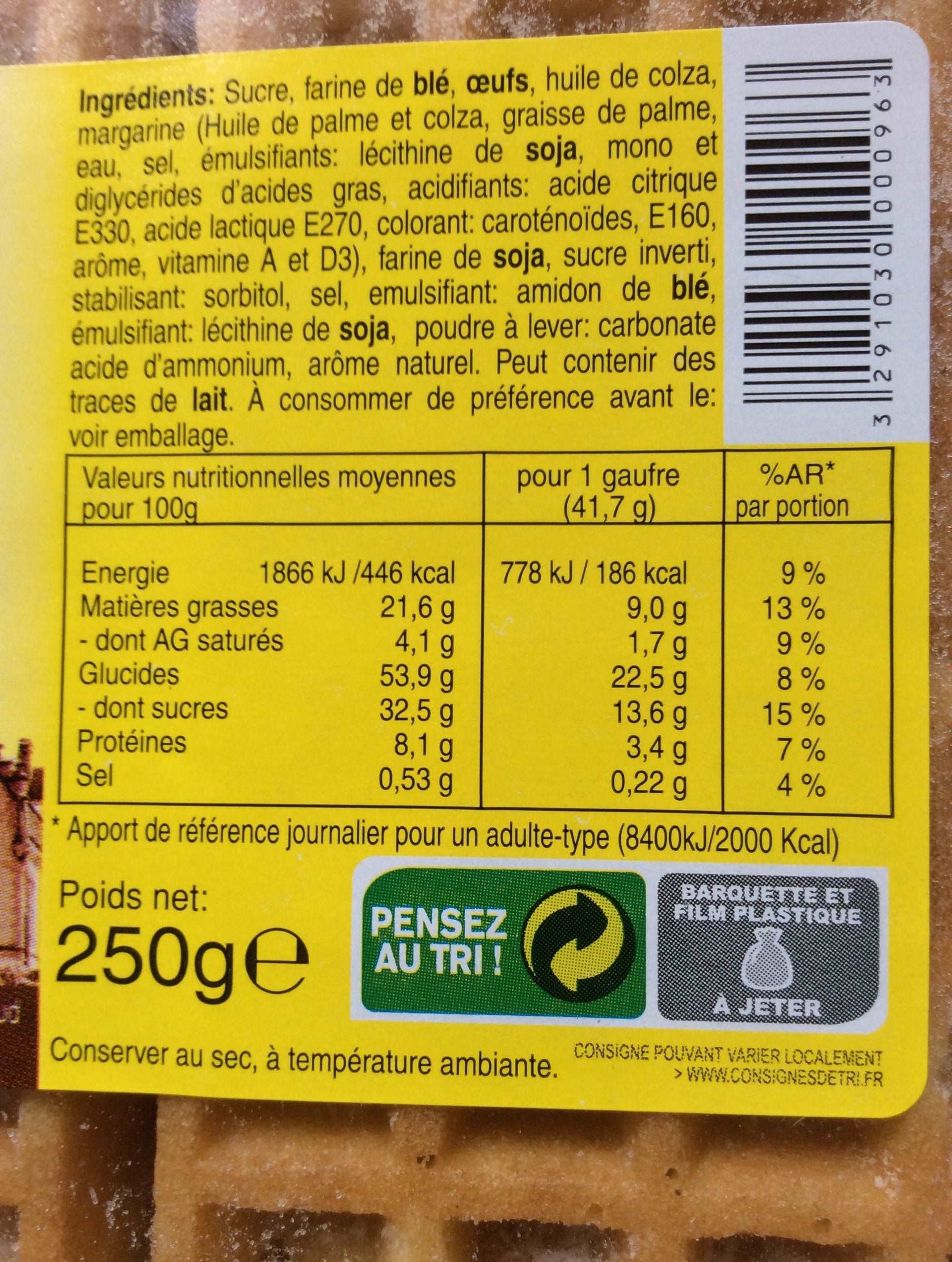 GAUFFRES SAUPOUDREES X6 TENDREPIS 250G