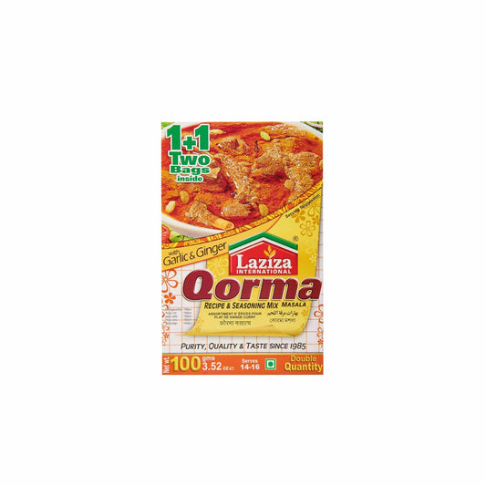 laziza qorma (korma) masala 100g, assortiment d'épices pour plat de viande au curry, appelé Qorma.