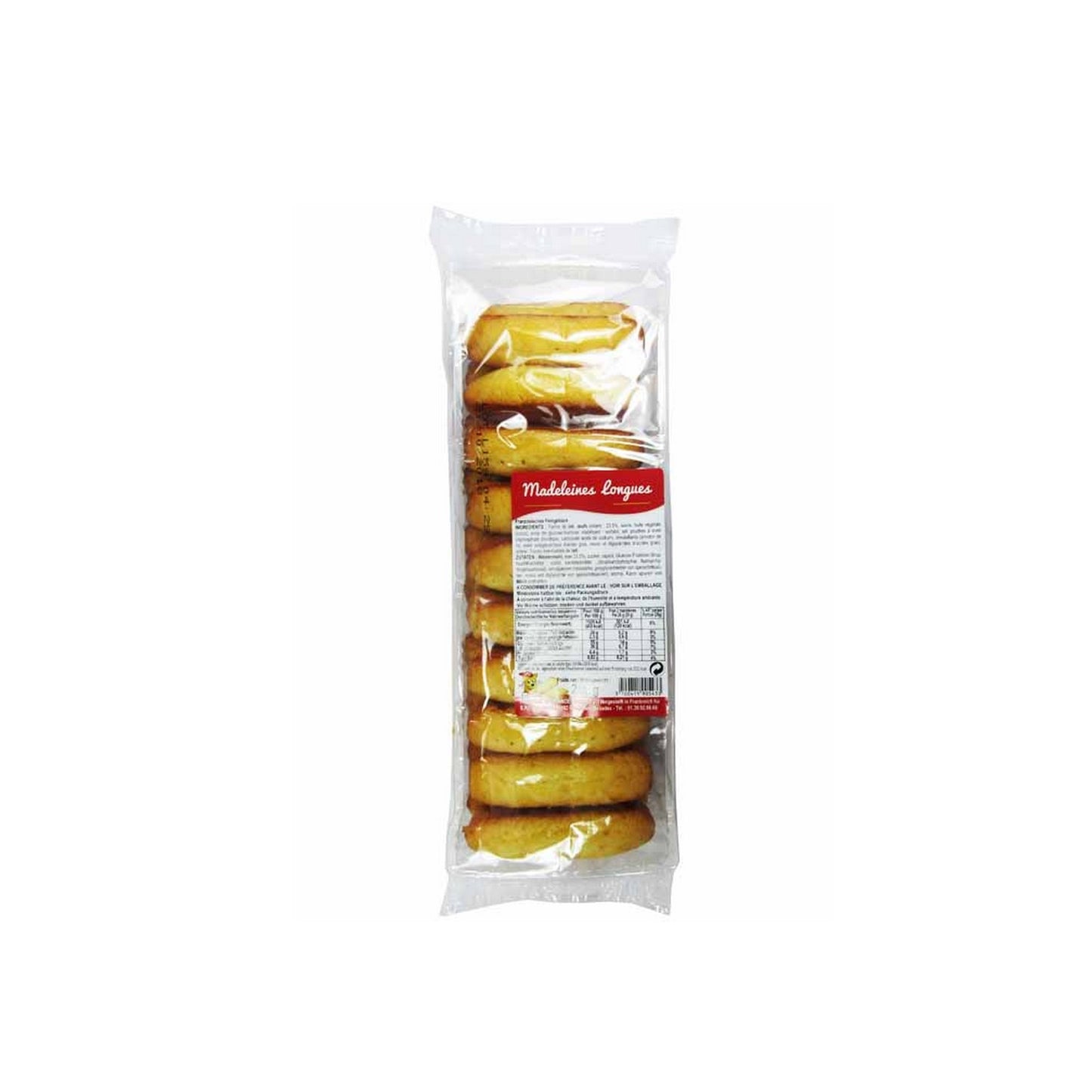 Madeleines longues nature en paquet de 250g.