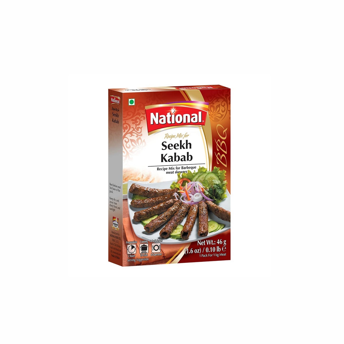 national seekh kebab masala 46g, mélange d'épices pour kebab barbecue 