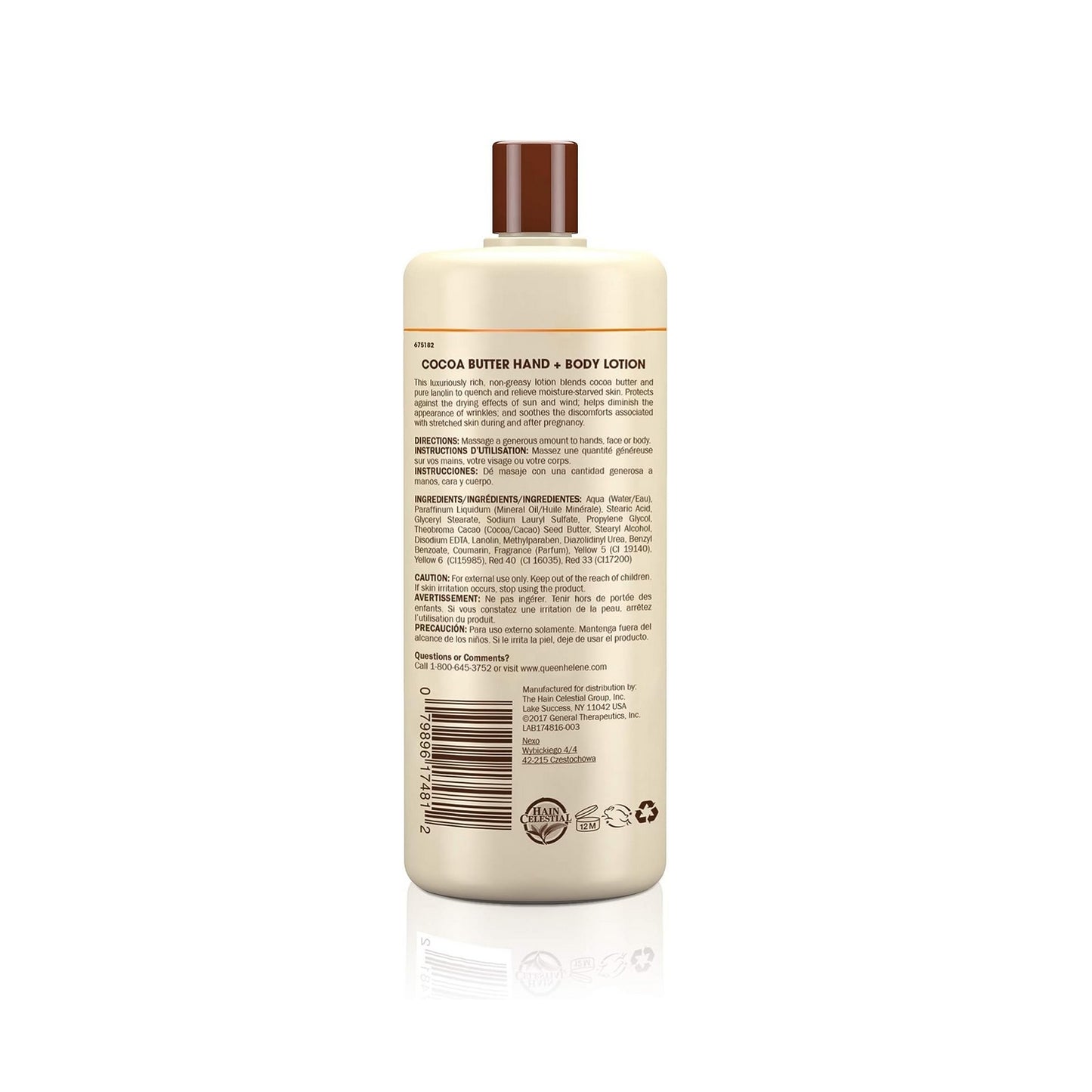 queen helene lotion pour main et corps au beurre de cacao 907g