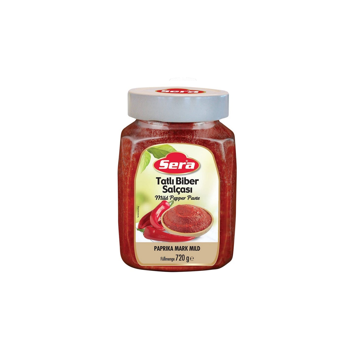 Sera paprika mark mild purée de piment doux bocal de 720g, convient pour accompagner toutes sortes de plats, n'est pas très piquant, permet justement de rehausser vos plats