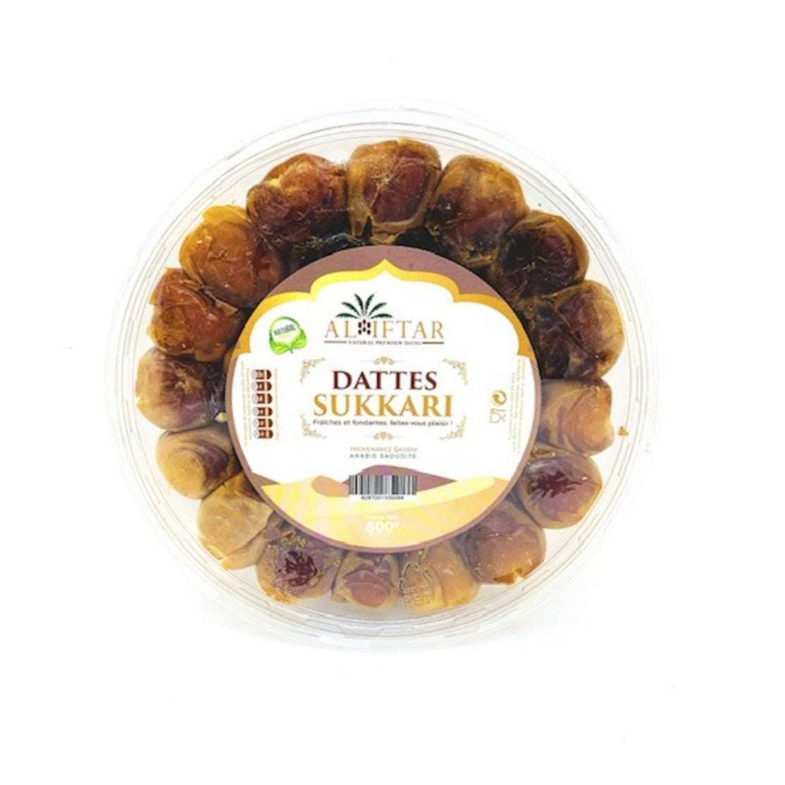 Dattes Sukari entières, 600g, fruits secs.