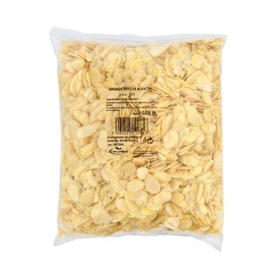 Amandes blanches effilées 500g, idéal pour desserts et plats, fraîche, qualité, touche croquante, livraison rapide, gourmandise, cuisine.