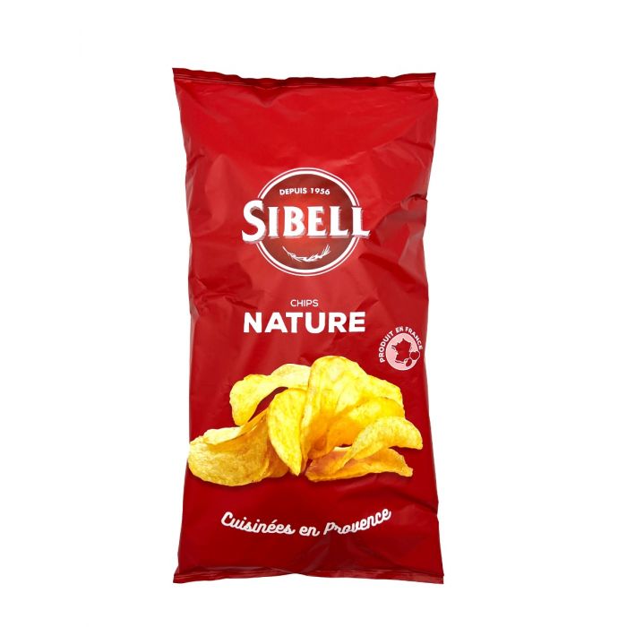 Chips Nature Sibell 100g croquantes, goûteuses et parfaites pour apéros conviviaux, livraison rapide et fraîcheur garantie.