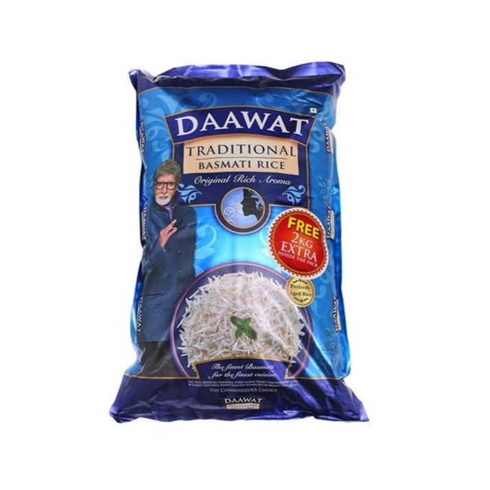 Riz basmati Daawat 20kg sac en vue.