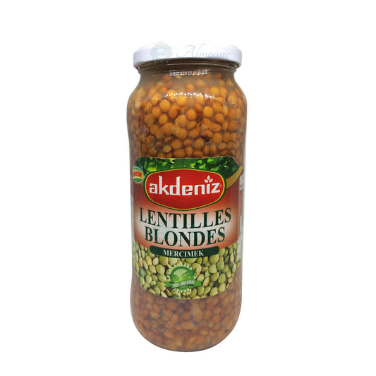 Akdeniz Lentilles Blondes Mercimek 570g en bocal, légumineuses nutritionnelles pour salades, soupes et plats équilibrés