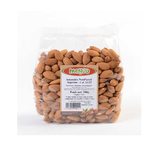 Amandes Nonpareil Supreme Cures 500g fraîches et croquantes pour alimentation saine ou pâtisseries
