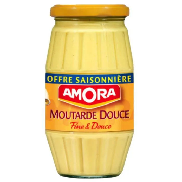 AMORA MOUTARDE DOUCE 435G, parfait pour sauces et marinades, saveur douce, qualité nutritionnelle, ingrédient cuisine essentiel.