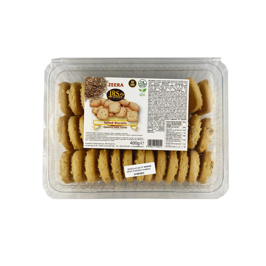 Biscuits JRS Zeera 400g, saveur épicée.