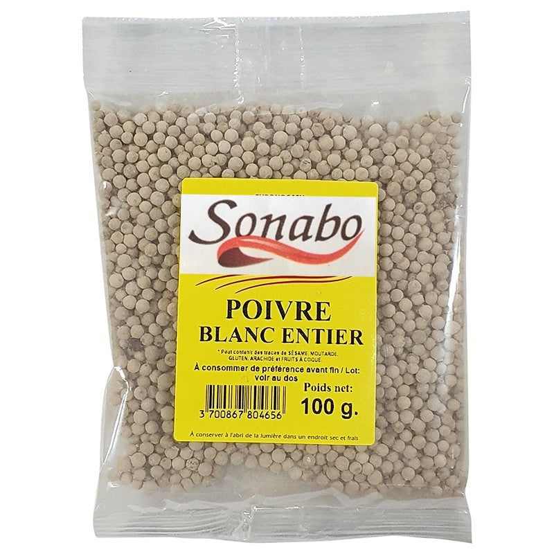 Poivre blanc entier SONABO 100g épices